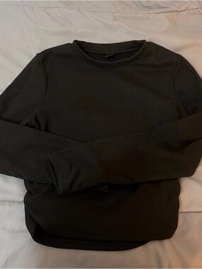 SHEIN Black Long Sleeve Crewneck Top